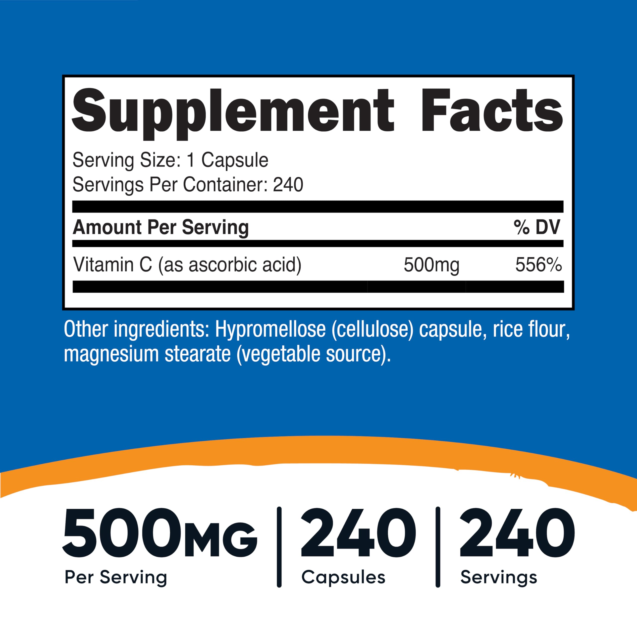Nutricost Vitamin C 500mg, 240 Capsules, Vegetarian, Gluten Free & Non-GMO