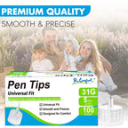 31G 5mm Pen Tips Universal Fit Easy to Use 100CT Comfortable Design