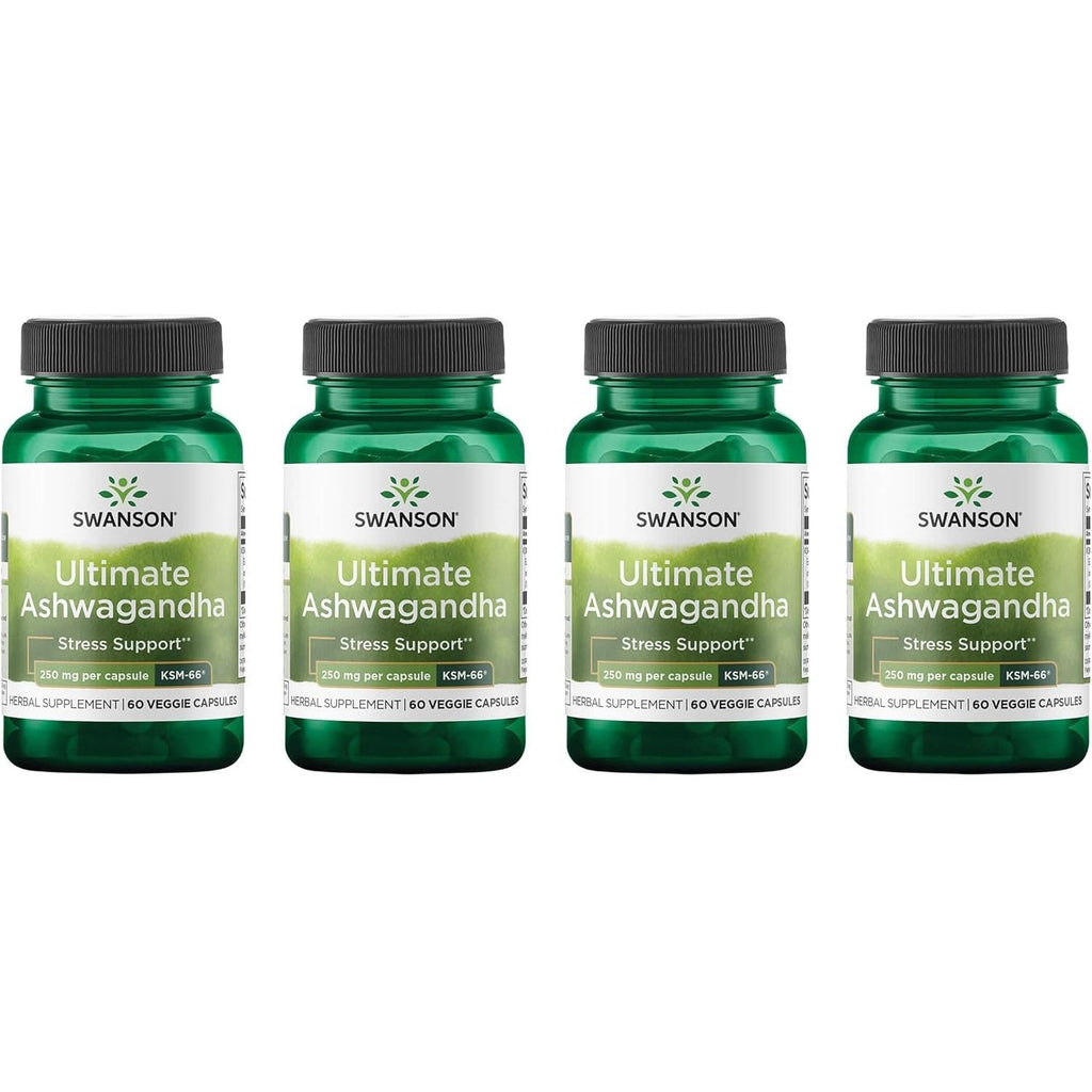 Buy now Swanson Ultimate Ashwagandha KSM-66 - Herbal Supplement Supporting Healthy Stress Levels & Relaxation - Natural Formula to Promote a Calm & Relaxed Mindset - (60 Veggie Capsules, 250mg Each) 60 Count (Pack of 4) at indiglob india