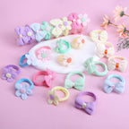 24 Pcs Toddler Hair Ties for Girls, Baby Hair Tie Cute Flower Elastic Scrunchies, Seamless Ponytail Holders, Little Girls Hair Accessories for Thick Hair, Pink, Purple, Blue