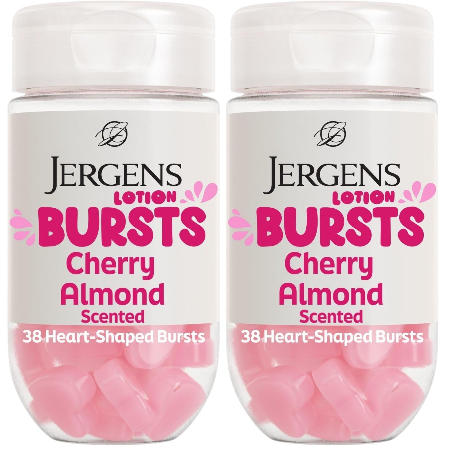 Jergens Cherry Almond Body Lotion Bursts, Squishy Moisturizer, 38 ct | Squishy Heart-Shaped Bursts, Cherry Almond Scent, Moisturizing Lotion, Teen Gift, Birthday Idea