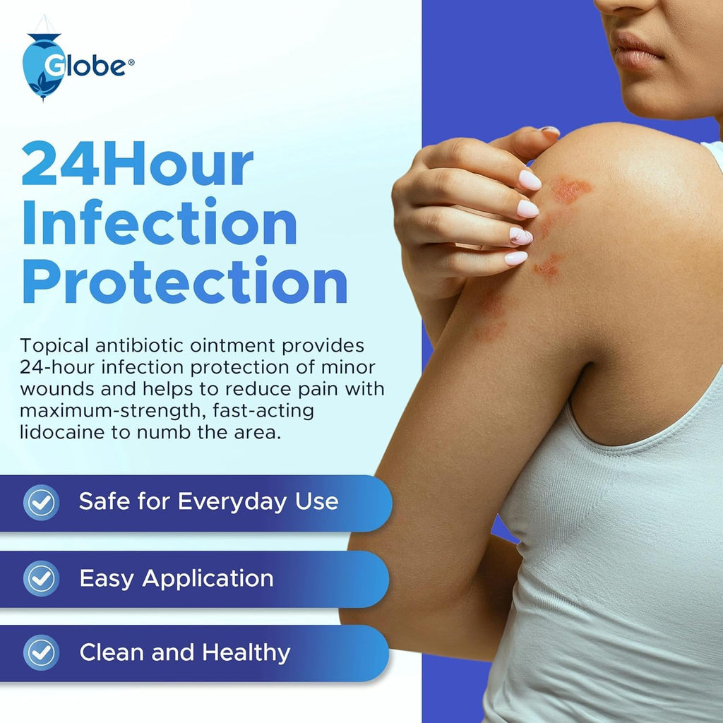 Globe Triple Antibiotic Ointment With Lidocaine, 2 Pack, 1 oz Tubes
