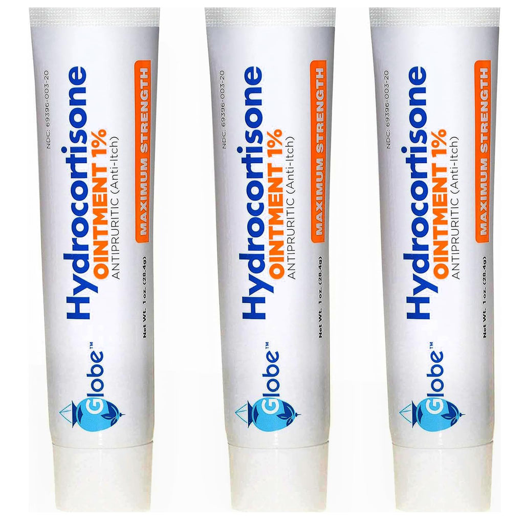 Globe Hydrocortisone Ointment 1% Maximum Strength, 3 Pack, 1 oz Tubes