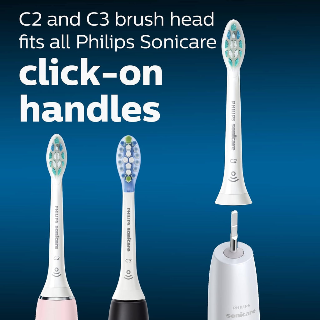 Buy now Philips Sonicare Genuine Toothbrush Head Variety Pack, C3 Premium Plaque Control and C2 Optimal Control, 3 Brush Heads, White, HX9023/69 at indiglob india