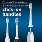 Buy now Philips Sonicare Genuine Toothbrush Head Variety Pack, C3 Premium Plaque Control and C2 Optimal Control, 3 Brush Heads, White, HX9023/69 at indiglob india