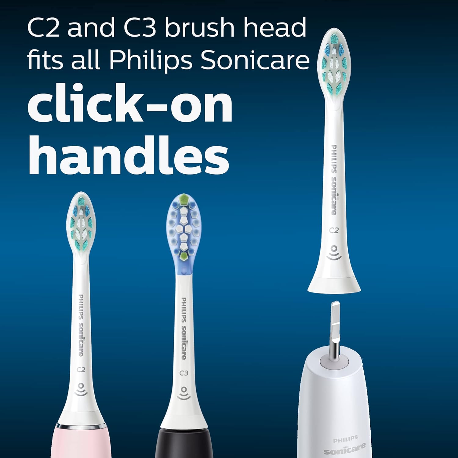 Buy now Philips Sonicare Genuine Toothbrush Head Variety Pack, C3 Premium Plaque Control and C2 Optimal Control, 3 Brush Heads, White, HX9023/69 at indiglob india