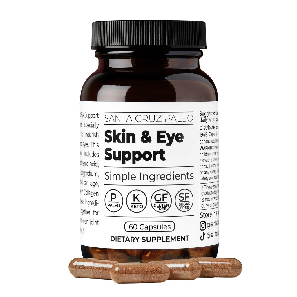 Santa Cruz Paleo Skin & Eye Capsules, Simple Daily Formula for Skin Appearance & Eye Routine, Clean Ingredients, Gluten Free, Keto & Paleo Friendly, 60 Capsules