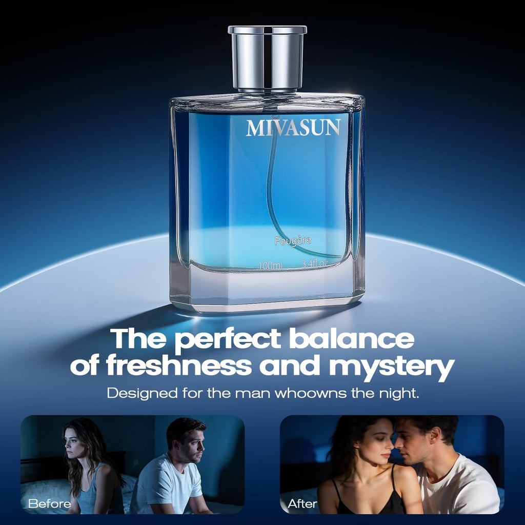MivaSun Luxury Cologne For Men, 100ml / 3.4 fl.oz Eau de Parfum, Long Lasting Woody Aromatic Fragrance with Lemon, Cedarwood & Patchouli, Fresh Lavender Scent, Elegant Signature Perfume Gift for Him