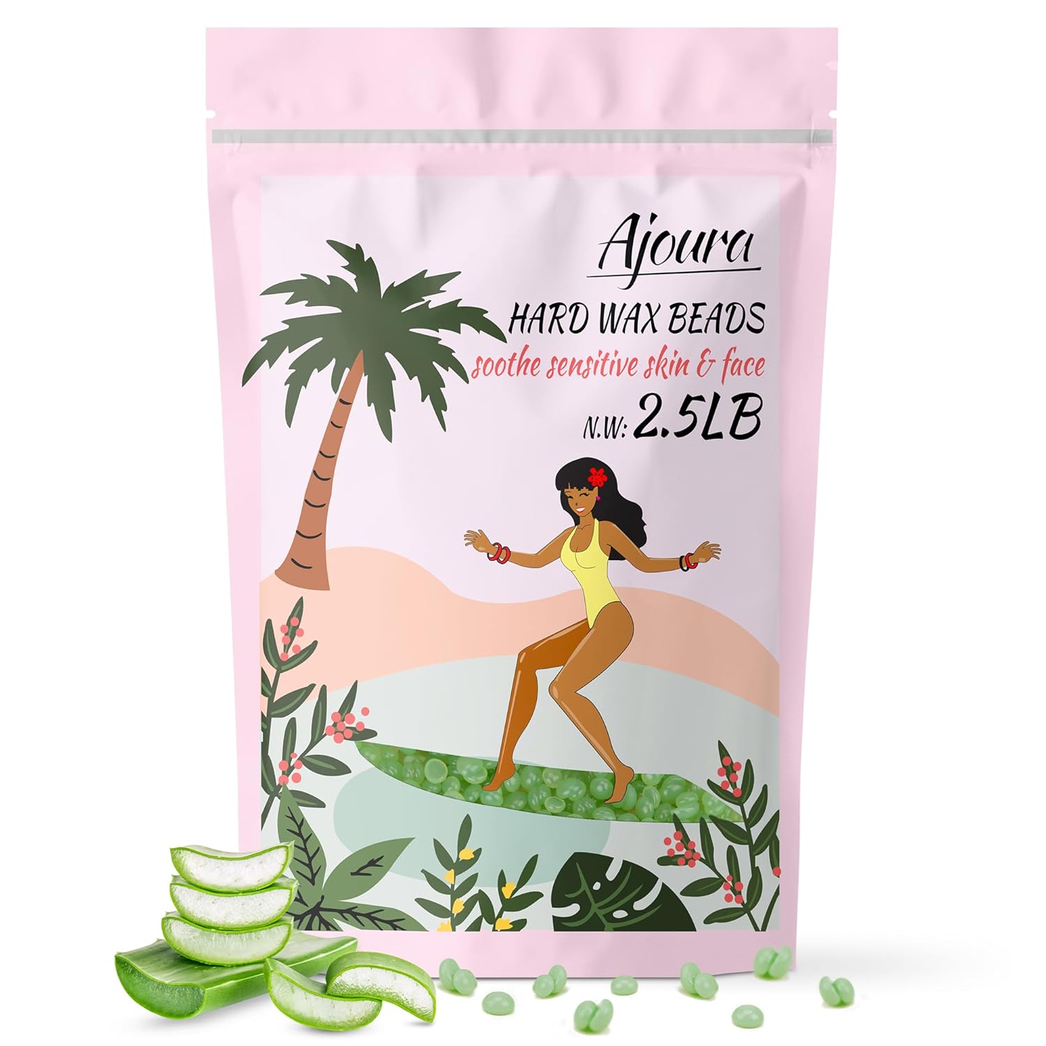 Buy now Ajoura 1lb Refill Wax Beans for Hair Removal Kit, Brazilian Coarse Waxing for Bikini, Face, Eyebrow, Back, Chest, Legs, Armpit, At Home Waxing Beads for Women Men Green-2.5LB at indiglob india