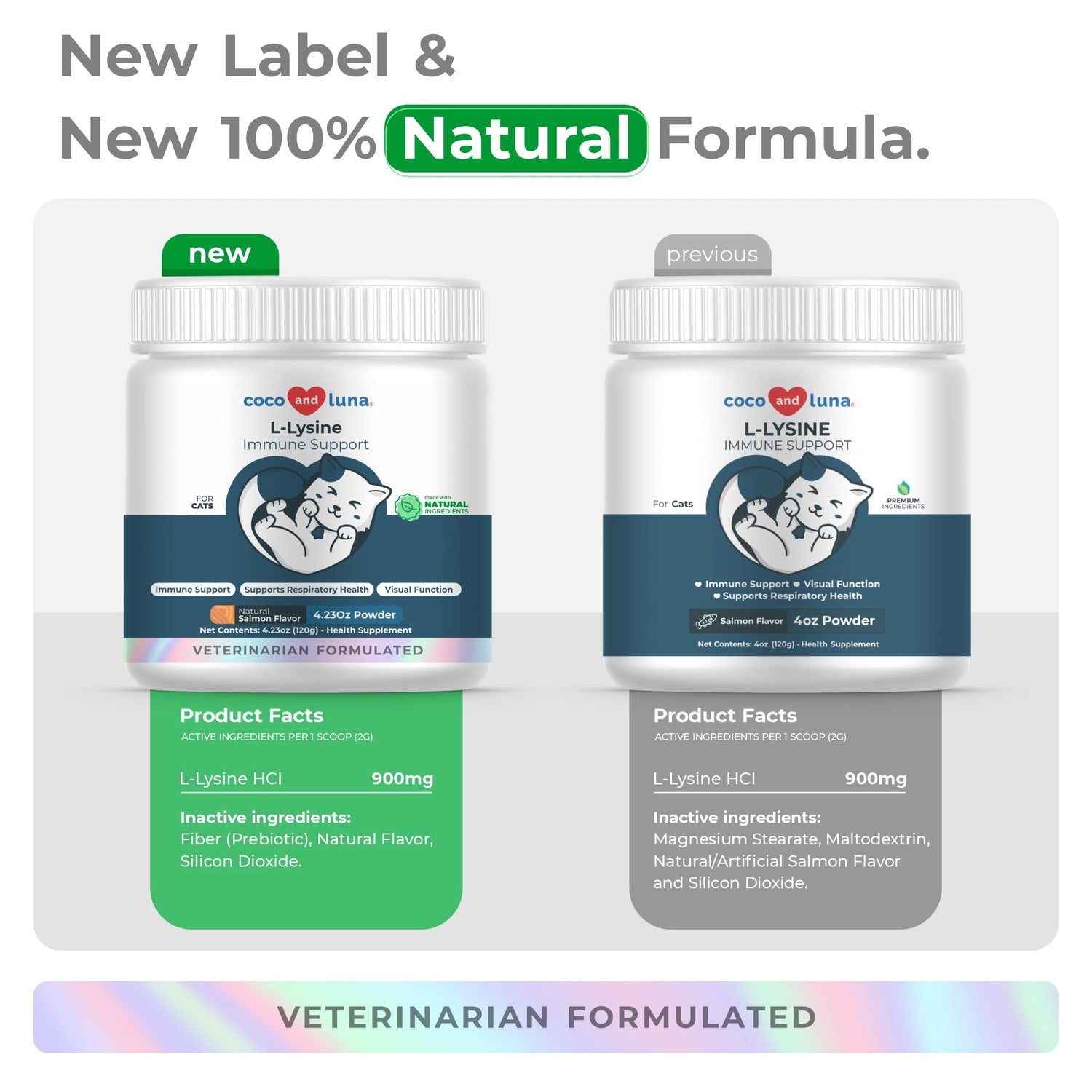 L-Lysine for Cats 900mg - Immune, Eye & Respiratory Support Powder | 900mg/scoop L-Lysine supports immune, eye & respiratory health. For cats with sneezing, runny nose, cold & herpes symptoms.