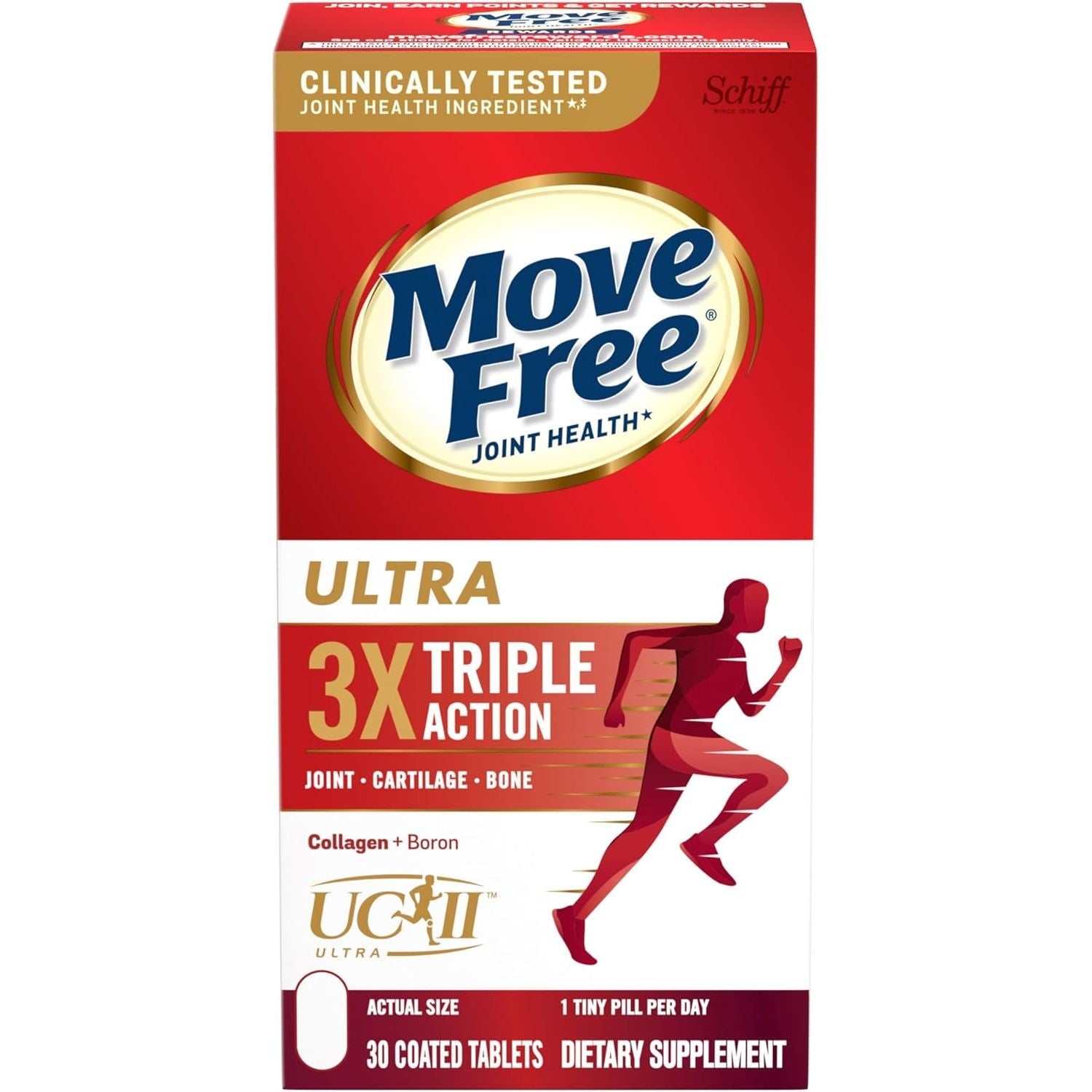 Buy now Move Free Ultra Triple Action Joint Support Supplement - Type II Collagen Boron & Hyaluronic Acid - Supports Joint Comfort, Cartiliage & Bones in 1 Tiny Pill Per Day, 30 Tablets (30 servings)* 30 Count (Pack of 1) at indiglob india