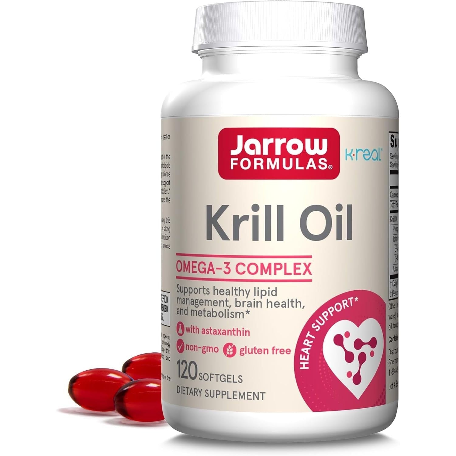 Buy now Jarrow Formulas Krill Oil - Phospholipid Omega-3 Complex with Astaxanthin - 60 Softgels - 30 Servings - Supports Lipid Management, Metabolism, Brain & Heart Health - EPA & DHA - Gluten Free - Non-GMO 120 Count (Pack of 1) at indiglob india