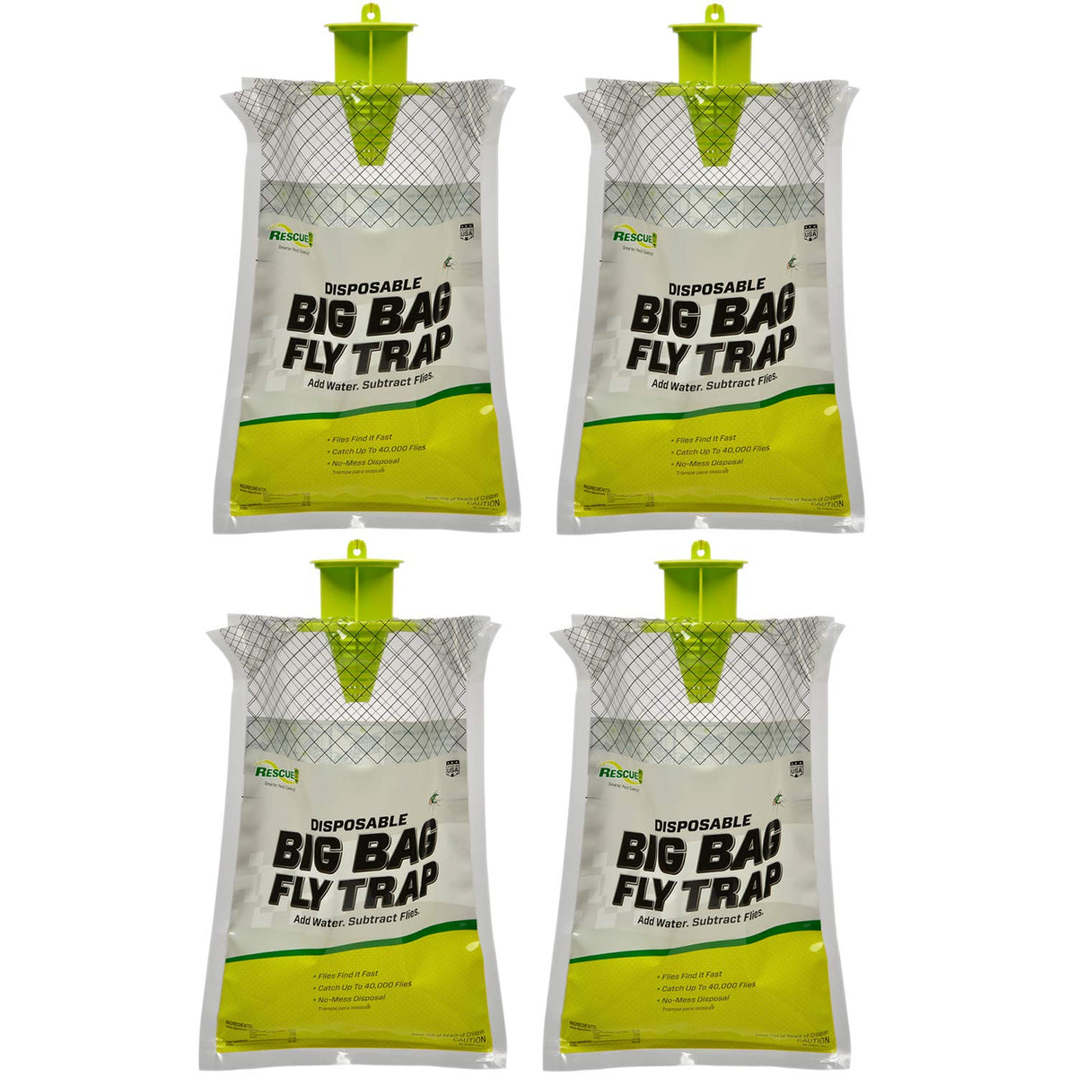 RESCUE! Big Bag Fly Trap – Disposable, Outdoor Use - 4 Traps
