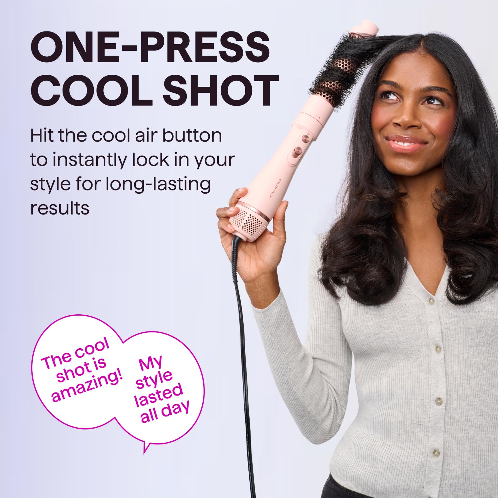 Blow Dryer Brush Set, Wavytalk Air Sculpt 5-in-1 Hot Air Brush Set | Multi Hair Styler for Salon Blowouts, Smooth Curls, Volumizing and Straightening, Sleek and Less Frizz, Pink