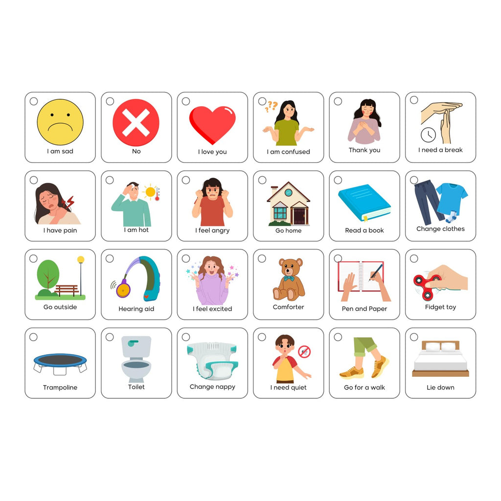 Plastic Communication Cards, 60 Basic Communication, Special Needs, Autism, Toddler, Hospital Cards, Non Verbal Speech Therapy, Senior