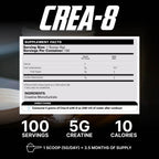 EHP Labs CREA-8 Creatine Monohydrate Powder, Unflavored, 100 Servings | Micronized Creatine For Muscle Growth, Strength & Energy. Mixes Easily, No Clumping. Pre Or Post Workout. 500g
