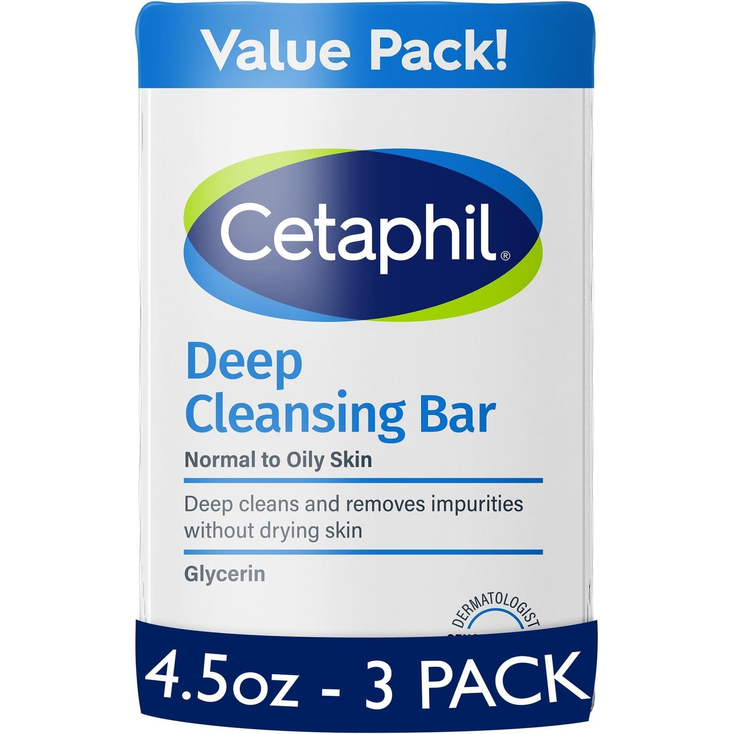 Cetaphil Deep Cleansing Face & Body Bar Soap, Sensitive Skin Care, 3 ct | Soap-Free, Fragrance-Free, Paraben-Free, Hypoallergenic, Face And Body Bar, Removes Makeup, Dirt And Oil, Dry To Normal Skin