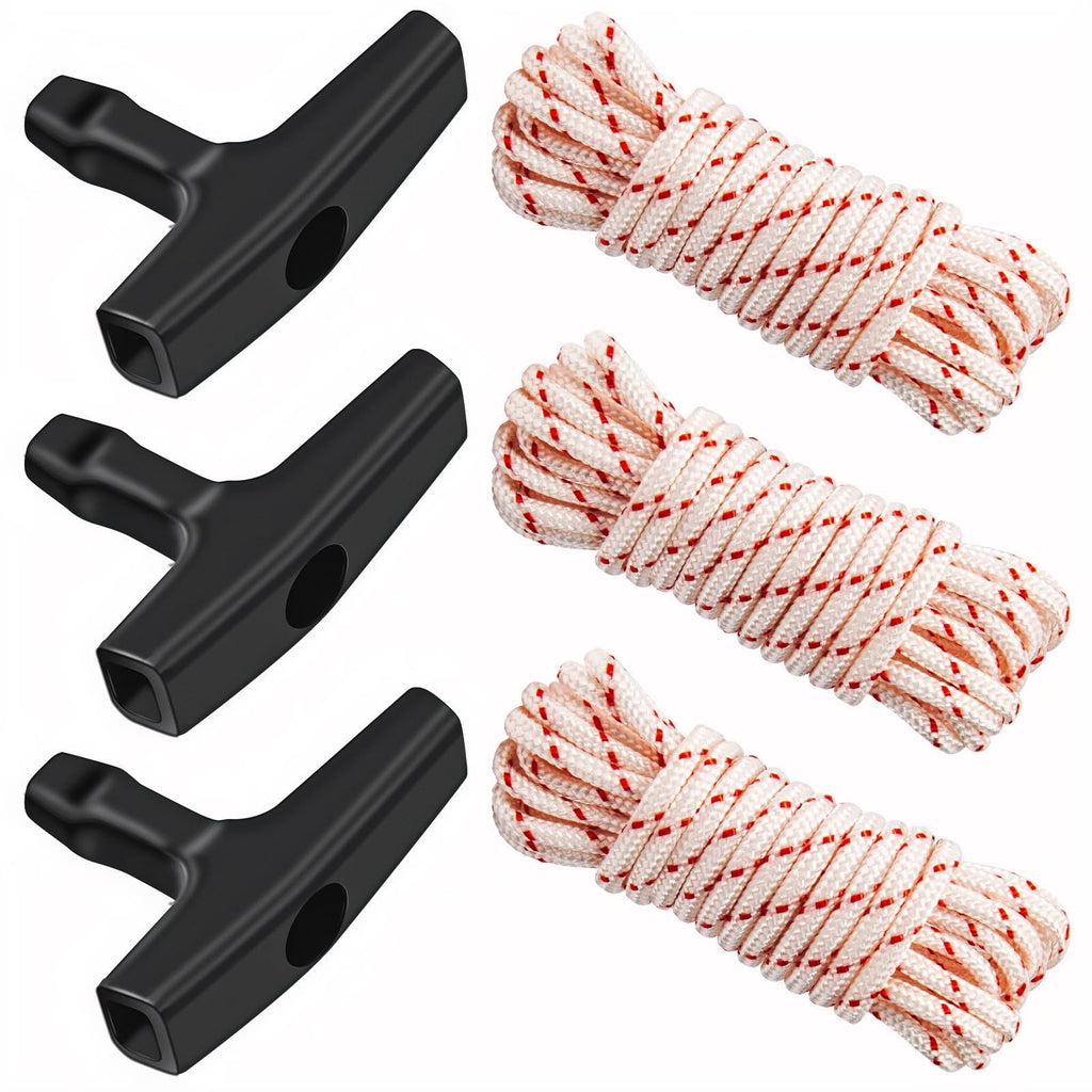 3 Pack, 10 ft x 9/64" (3.5mm) Pull Cord Rope with Handle