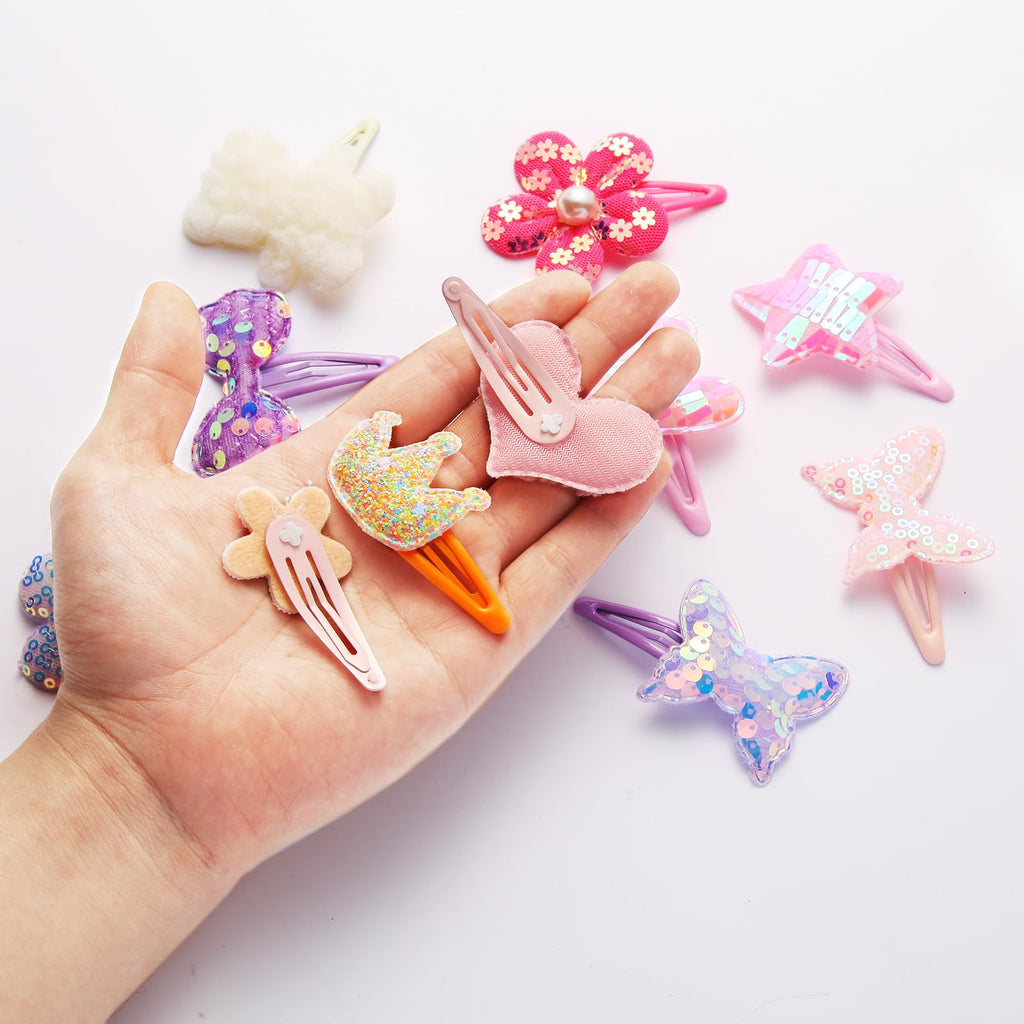 12 Pairs Hair Clips for Girls Hair Accessories for Kid Cute Glitter Toddler Girls Hair Accessory Multicolor Shaped