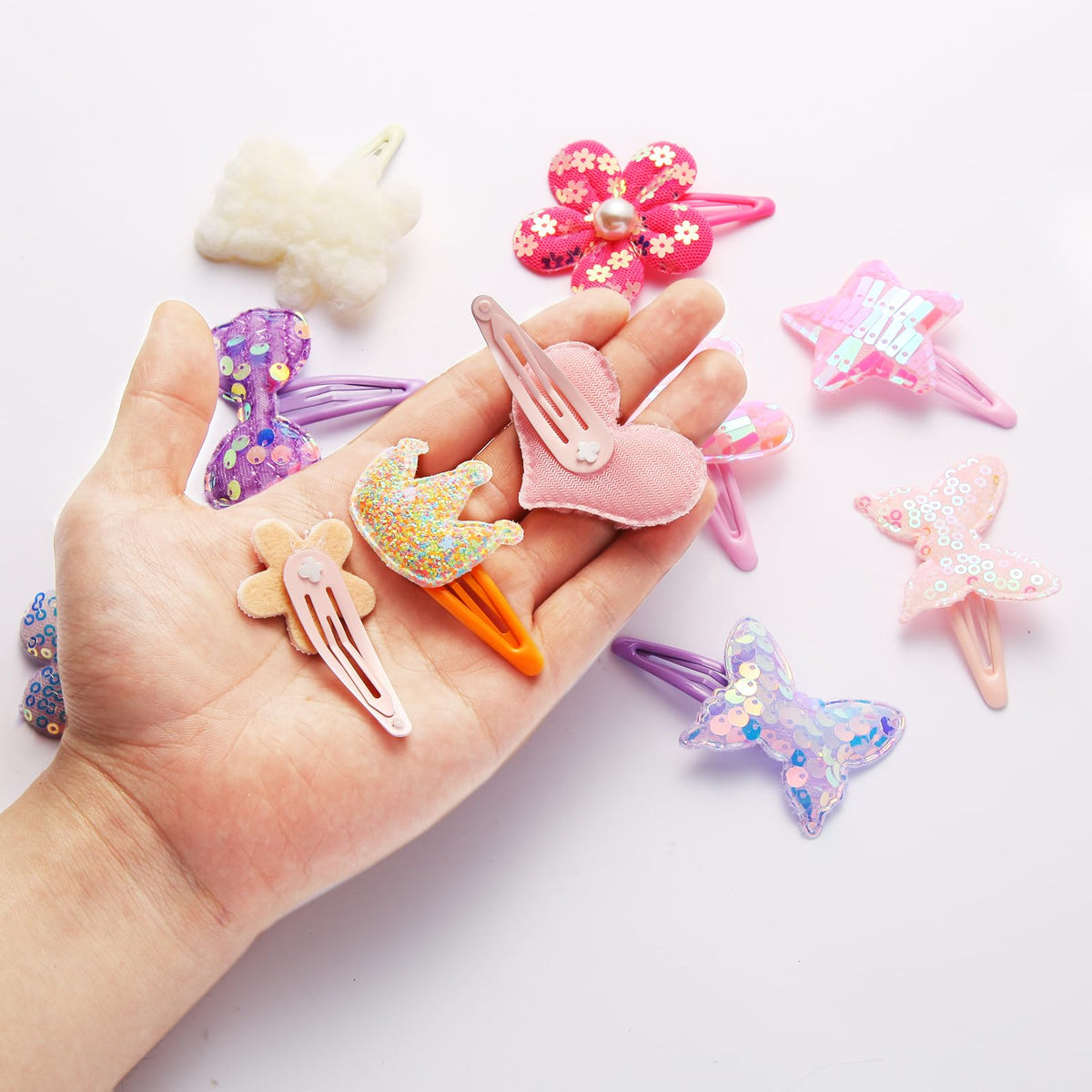 12 Pairs Hair Clips for Girls Hair Accessories for Kid Cute Glitter Toddler Girls Hair Accessory Multicolor Shaped