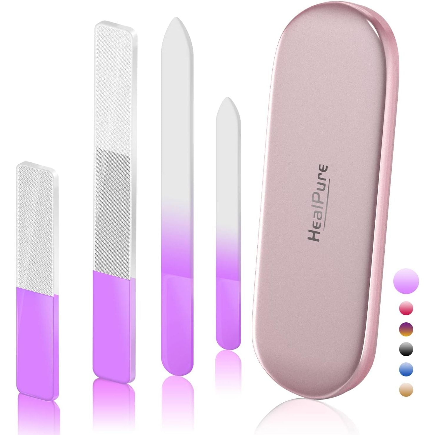 Buy now Glass Nail File and Nail Shiner, 4PC Crystal Nail File and Nano Glass Nail Buffer, Premium Set with Case, Professional Manicure Tool Fingernail Czech File for Natural Nail, Gift for Women and Girls at indiglob india