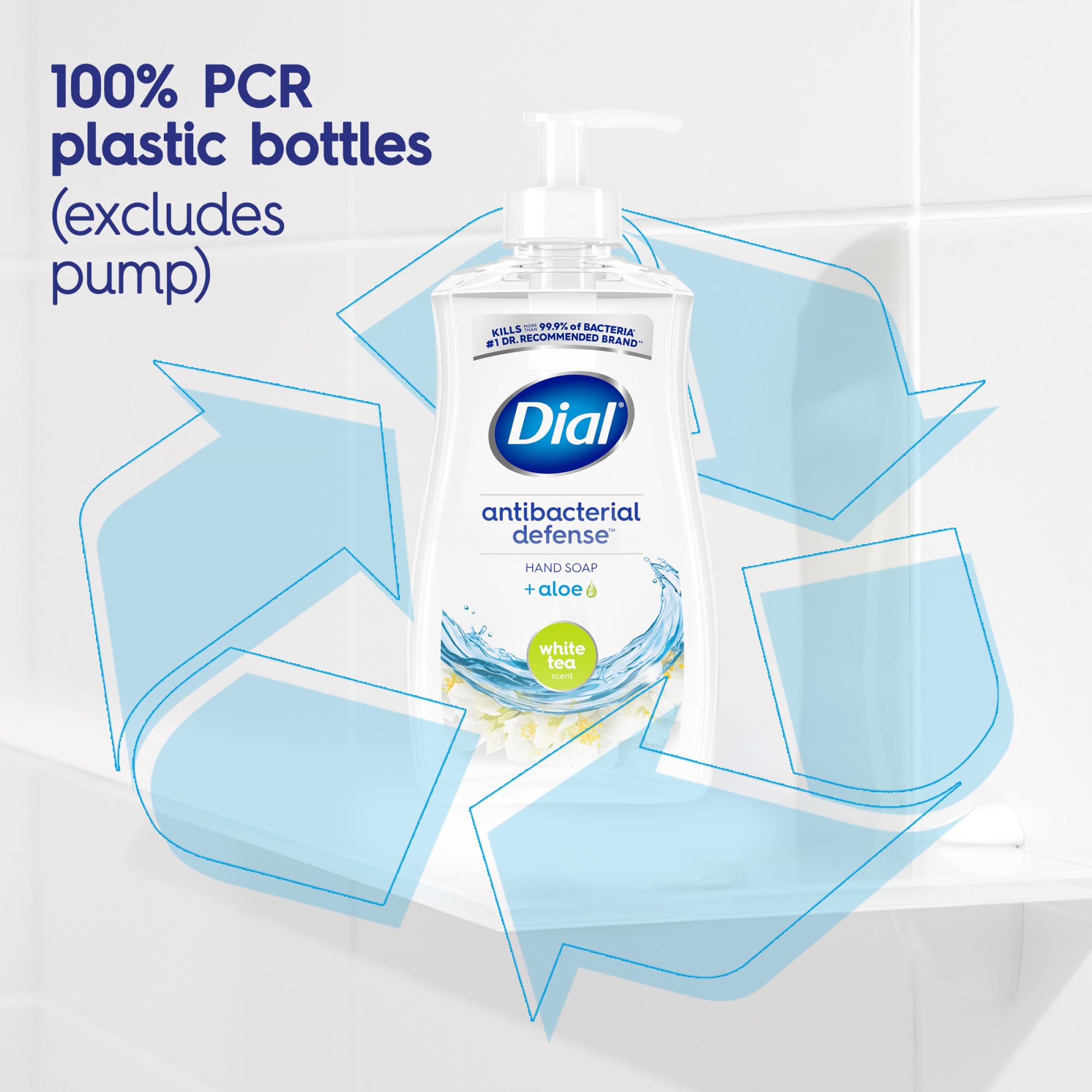 Dial Antibacterial Defense Liquid Hand Soap + Aloe, White Tea Scent, 11 Fl Oz (Pack of 4), Dermatologist-Tested Hand Wash, Gentle Formula