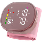GUAEVER Wrist Blood Pressure Monitor, Rechargeable, Large LED Display, Pink