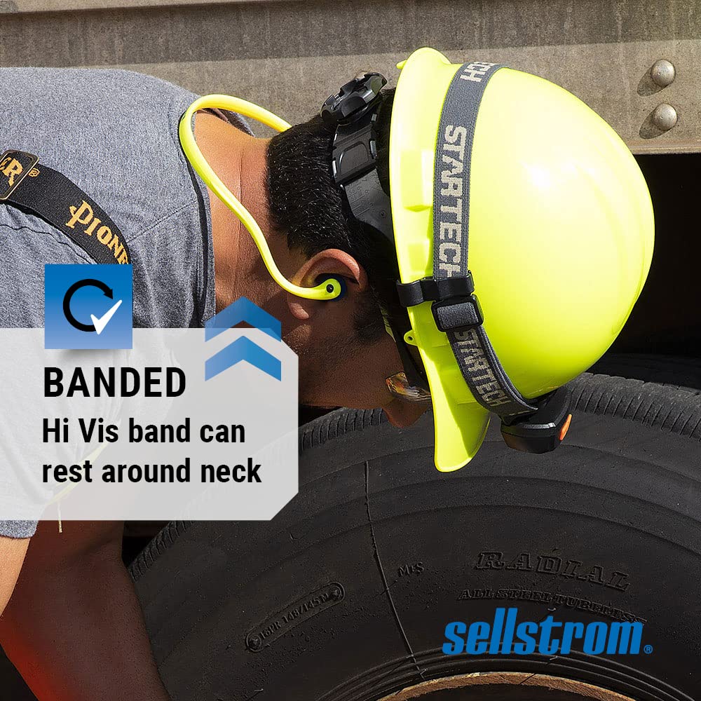 Buy now Sellstrom Reusable Banded Earplugs for Work - Work Safety Hearing Protection - 25dB - Hi-Vis Green/Blue at indiglob india