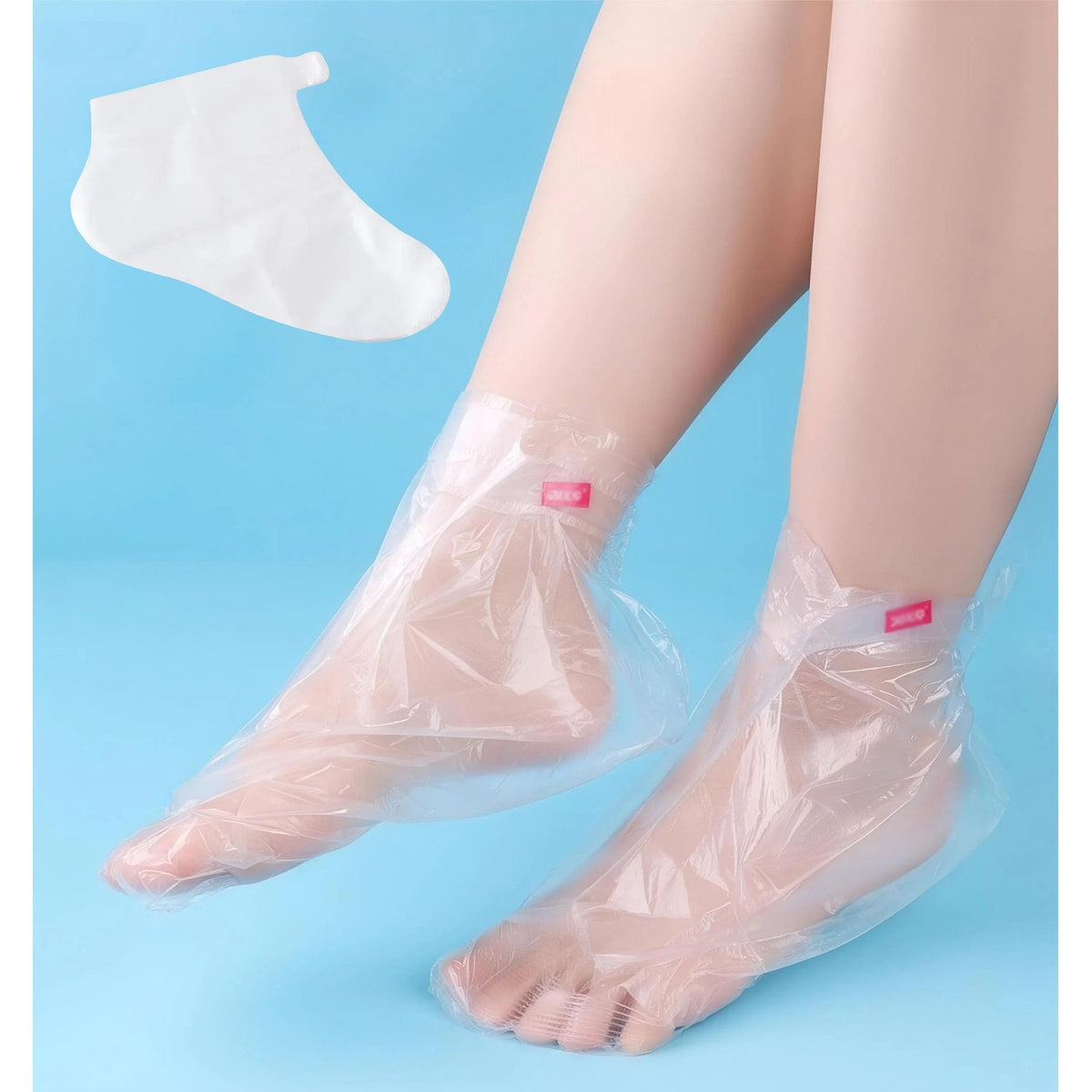 400-Pack Disposable Plastic Foot Covers for Feet – Leak-Proof Paraffin Wax Bath Liners, Moisturizing Socks for Pedicure, Spa, Cracked Heel Care & Shoe Trials (Includes Stickers for Secure Fit)