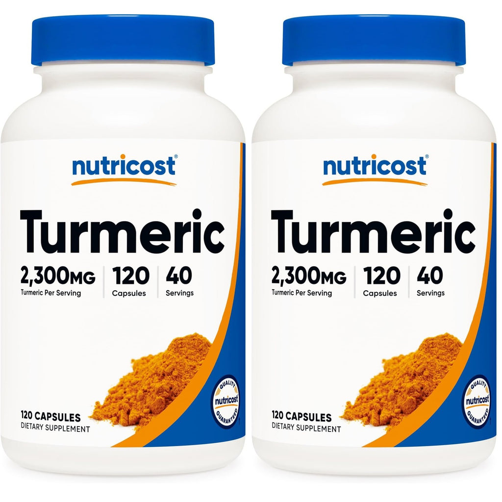 Nutricost Turmeric Curcumin with BioPerine, 2300mg, 120 Capsules, GMO-Free | 95% Curcuminoids, Veggie Capsules, 767mg Per Cap, Gluten Free