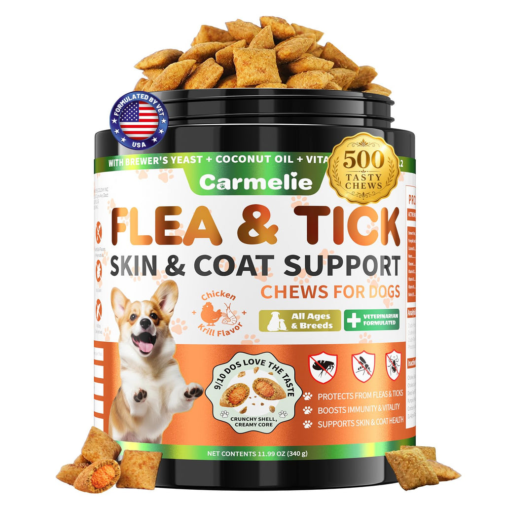 Flea and Tick Prevention for Dogs Chewables with Multivitamins, 500ct