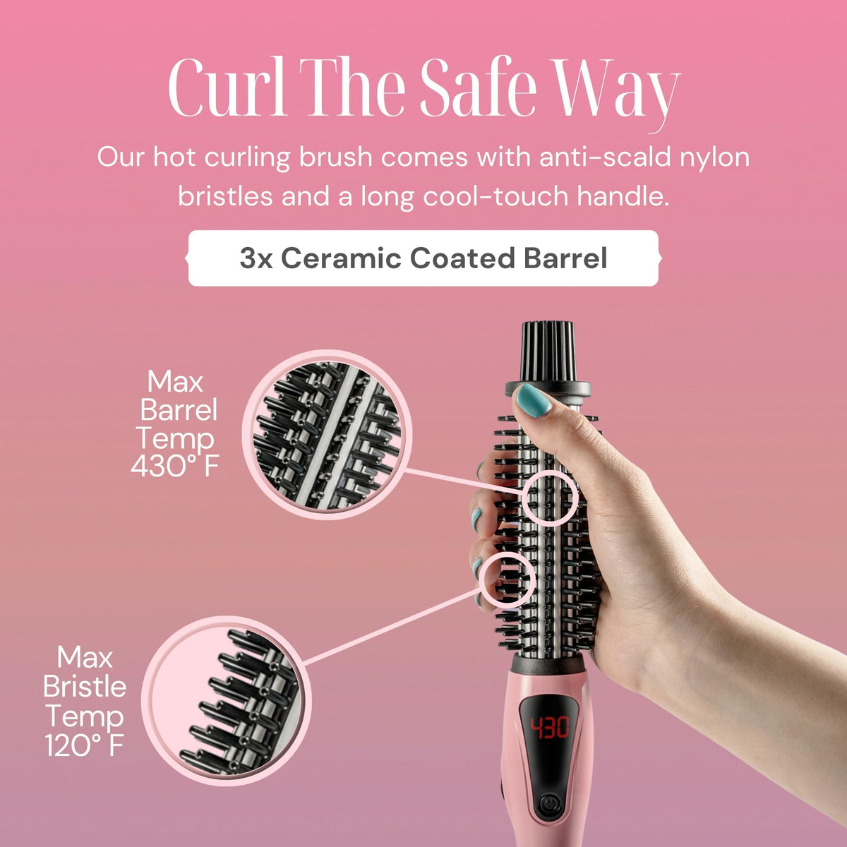 Alure Heated Styling Brush, 3-in-1 Ionic Hair Curler and Straightener Wand