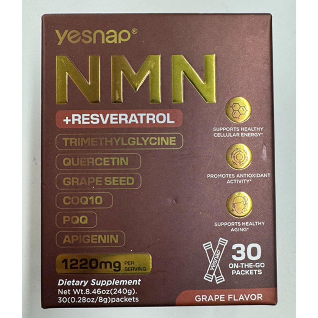 NMN Liquid Supplement NAD+ 7-in-1 Support with Aging-Supportive Resveratrol, TMG, Quercetin, CoQ10, Grapeseed, PQQ, Apigenin Cellular Energy & NAD Levels, 30 On-The-Go Packets, Grape Flavor