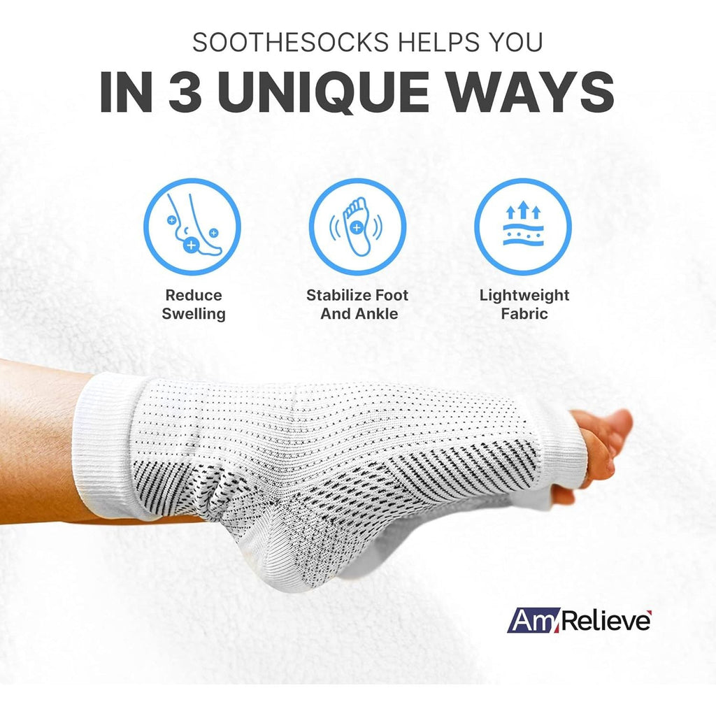 Buy now AmRelieveÂ® Soothesocks Compression Socks, Support Socks for Women Compression and Men, White at indiglob india