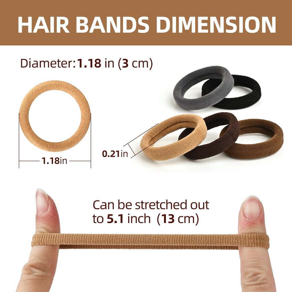 50PCS Hair Ties for Thick Hair, Seamless Cotton Ponytail Holders | Hair ties for Thick Hair, No Damage (Neutral Colors) Hair Accessories