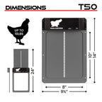 RUN-CHICKEN Door T50 – Automatic Chicken Coop Door Opener, Battery Powered & Weatherproof Aluminum, Smart App & Timer Control, Predator Proof, Easy Install, Reliable All-Season Performance (Gray)