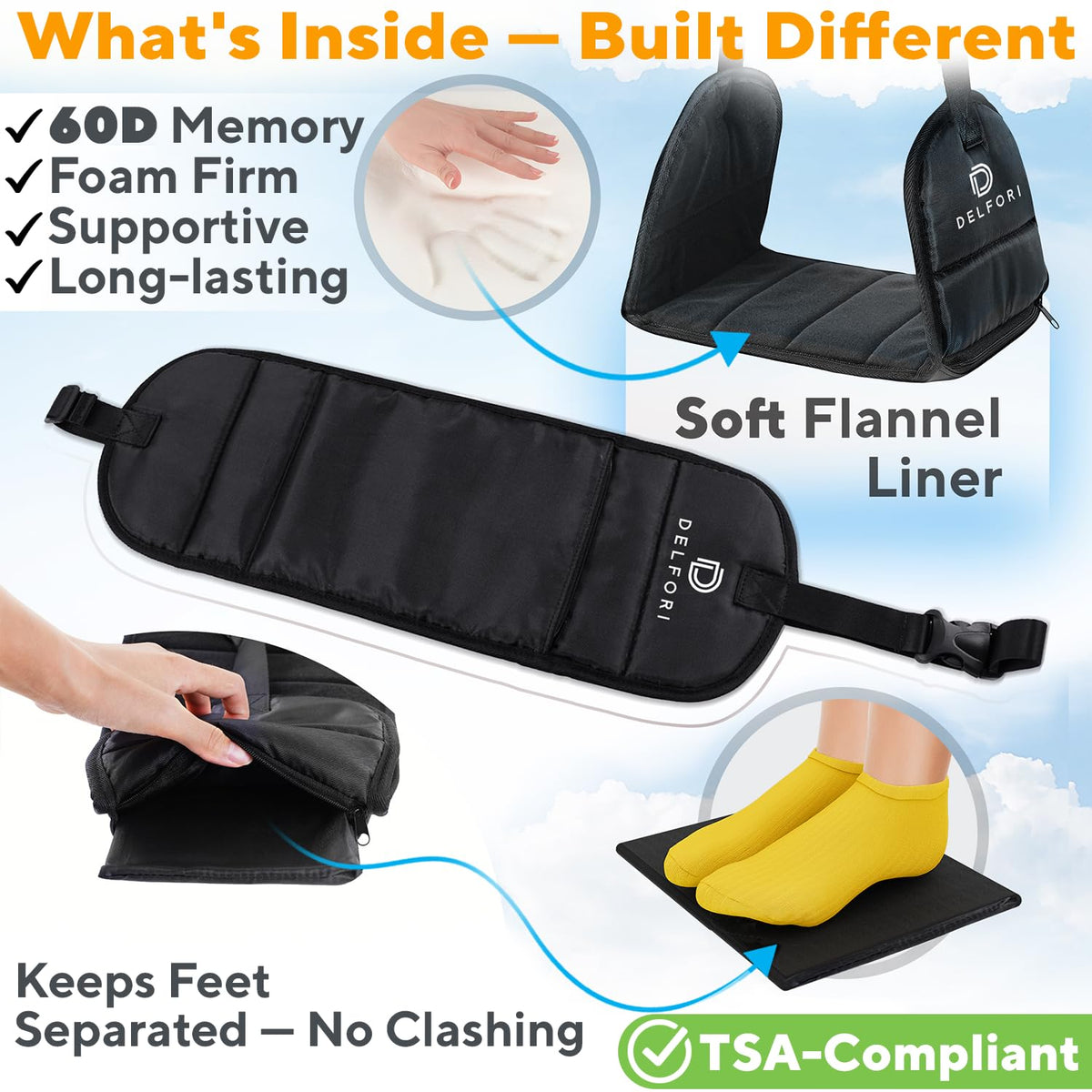 Foot Hammock for Plane Travel, Foot Sling Eases Swelling on Long Flights