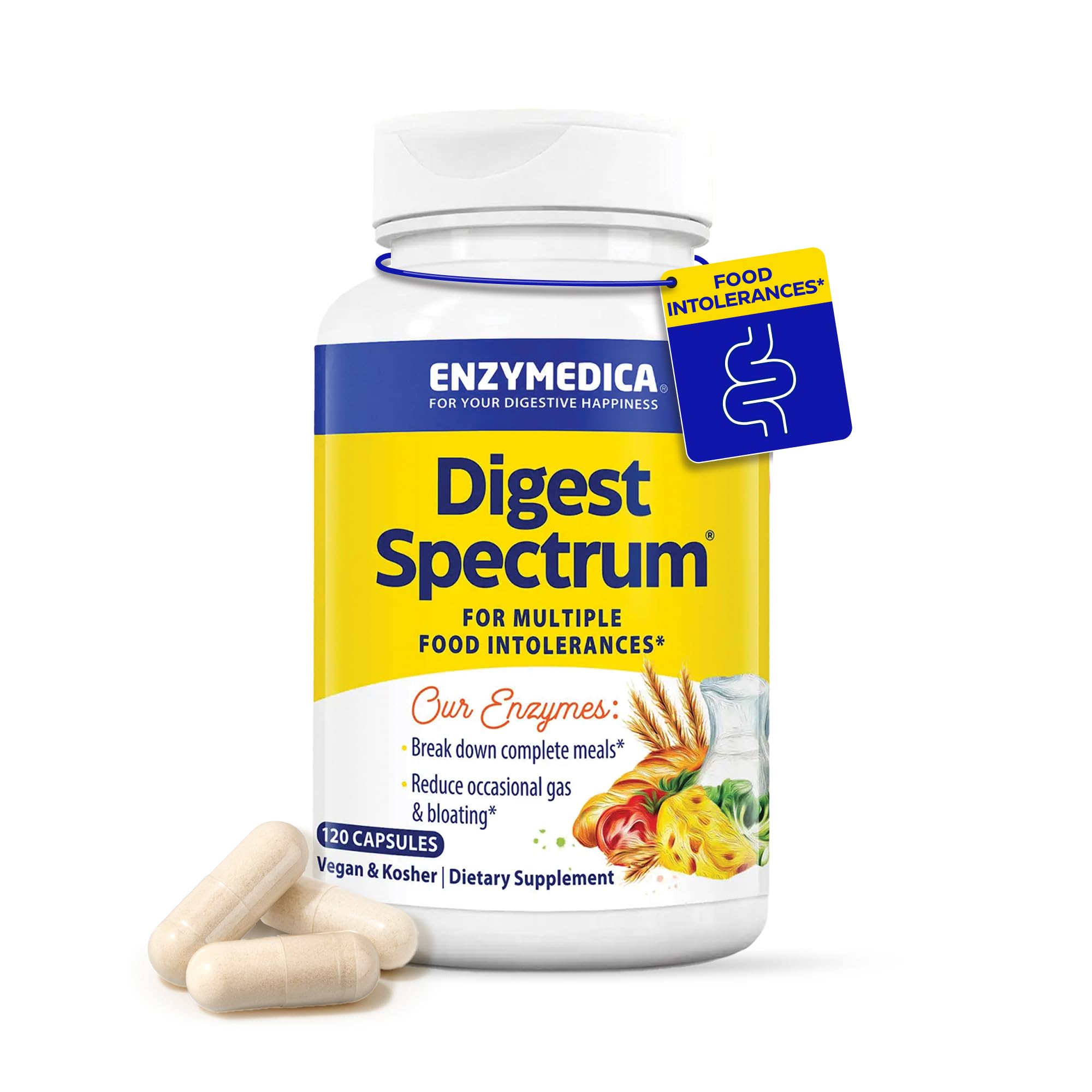 Enzymedica Digest Spectrum - Helps Gas & Bloating - 30 Capsules | Digestive Enzyme Supplement for Women & Men, Enzymes for Digestion, Gut Health, & Multiple Food Intolerances