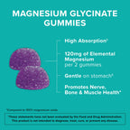 Qunol Magnesium Glycinate Gummies 120mg, Vegetarian, Gluten-Free, 90ct | Support Nerve, Bone & Muscle Health, Cognitive Performance, Healthy Stress Response, Restful Sleep; Vegetarian, Non-GMO