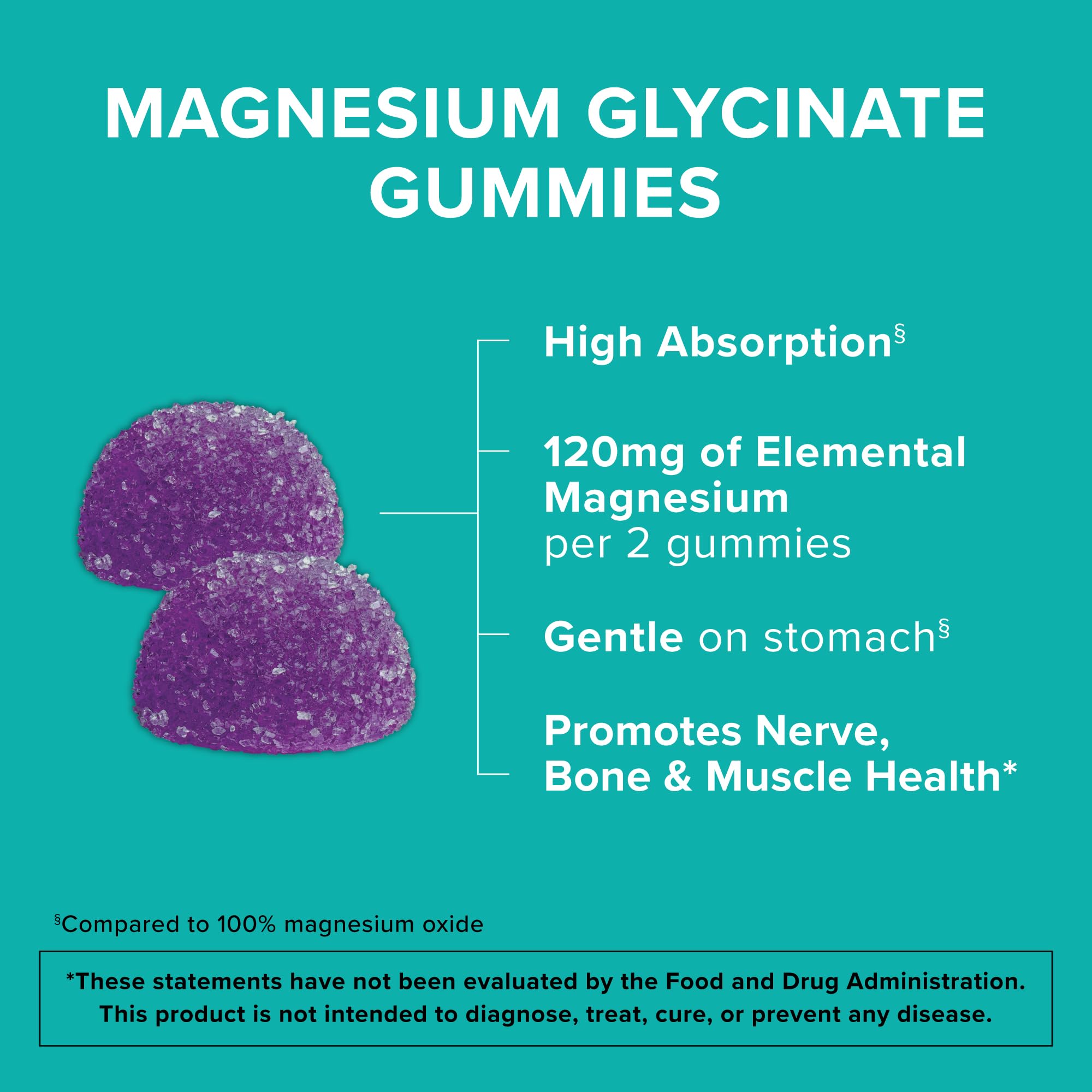 Qunol Magnesium Glycinate Gummies 120mg, Vegetarian, Gluten-Free, 90ct | Support Nerve, Bone & Muscle Health, Cognitive Performance, Healthy Stress Response, Restful Sleep; Vegetarian, Non-GMO