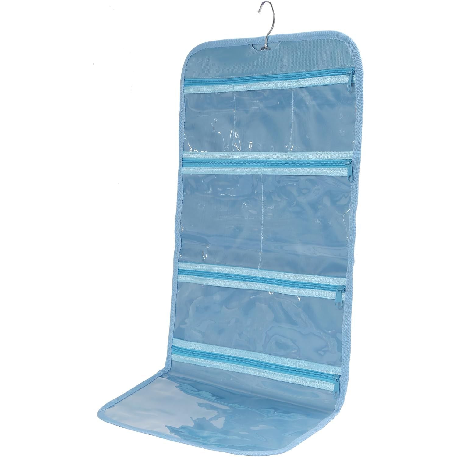 Buy now Foldable Clear Hanging Travel Toiletry Bag Cosmetic Organiser Storage Blue at indiglob india