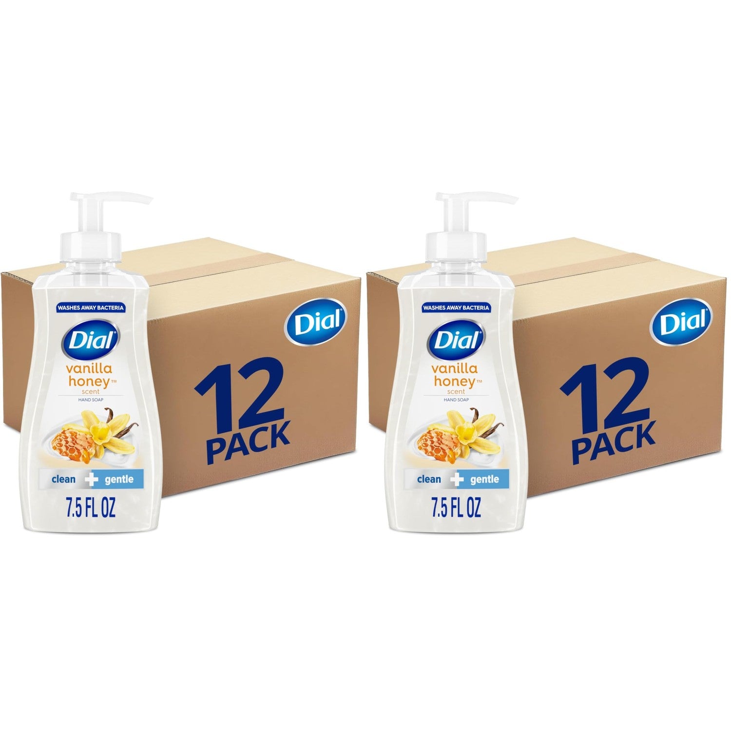 Dial Liquid Hand Soap, Vanilla Honey, 7.5 fl oz, Pack of 12 | Gentle on skin, creamy lather, clean rinsing formula, includes 12 bottles, vanilla honey scent, cream form