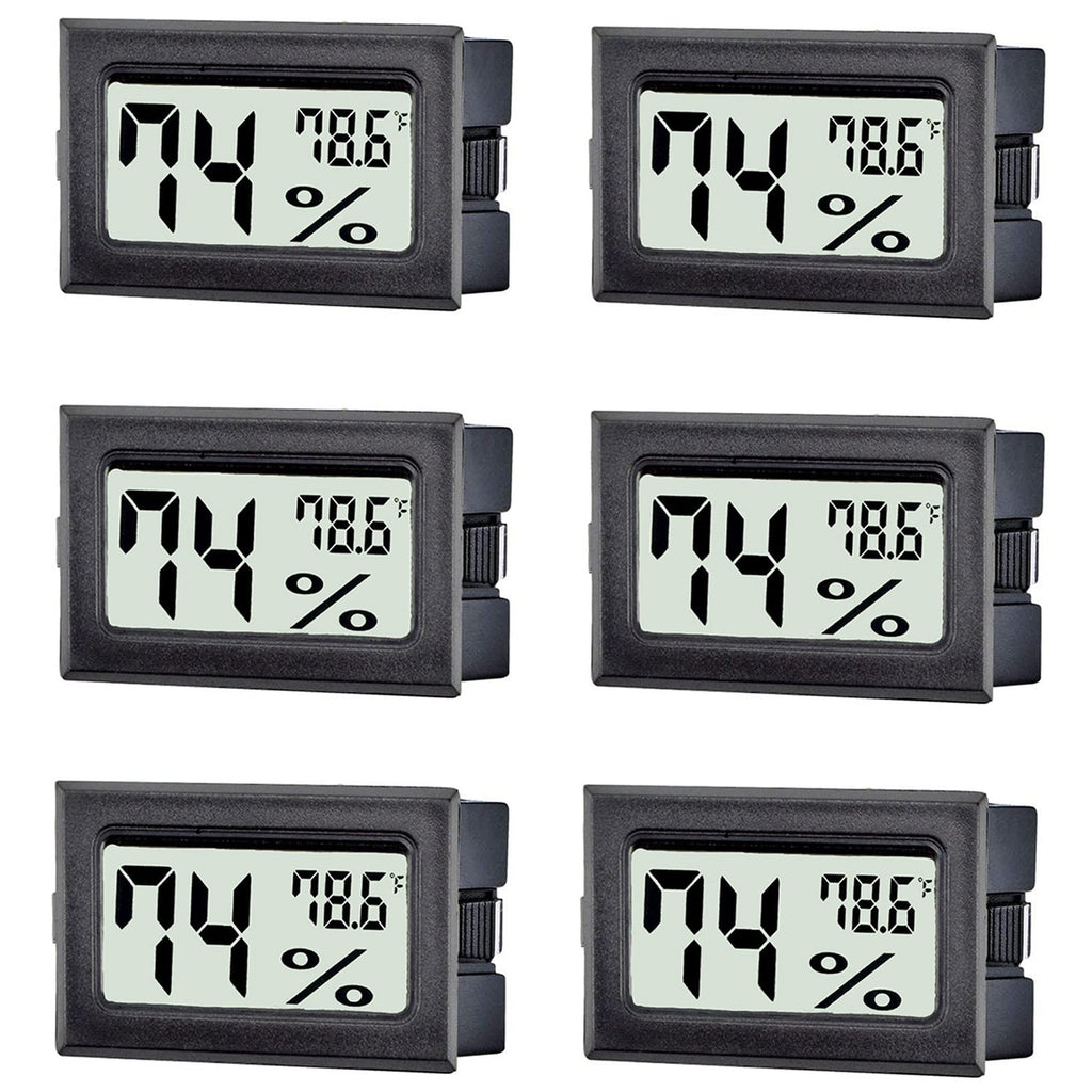 6 Pack Mini Digital Thermometer Hygrometer,Indoor Temperature and Humidity Gauge Meter Monitor Fahrenheit (℉) for Home,Greenhouse,Jars