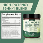 Sea Moss Gummies 16-1, Black Seed Oil Ashwagandha Turmeric Bladder Wrack Vitamin C Vitamin D3 Elderberry Manuka Dandelion Yellow Dock Apple Cider Vinegar for Men & Women