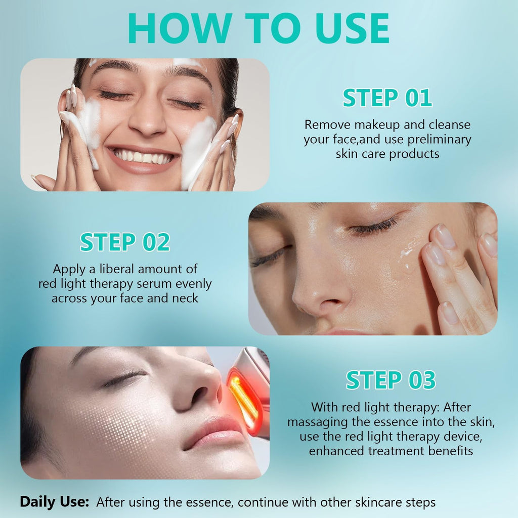 Red Light Therapy Activation Serum, Red Light Therapy Serums for Face and Neck, Hydrating Serum for Face, Facial Serums Anti Aging and Reduce Wrinkles, Pure Formula Facial Serum for Women, 1OZ