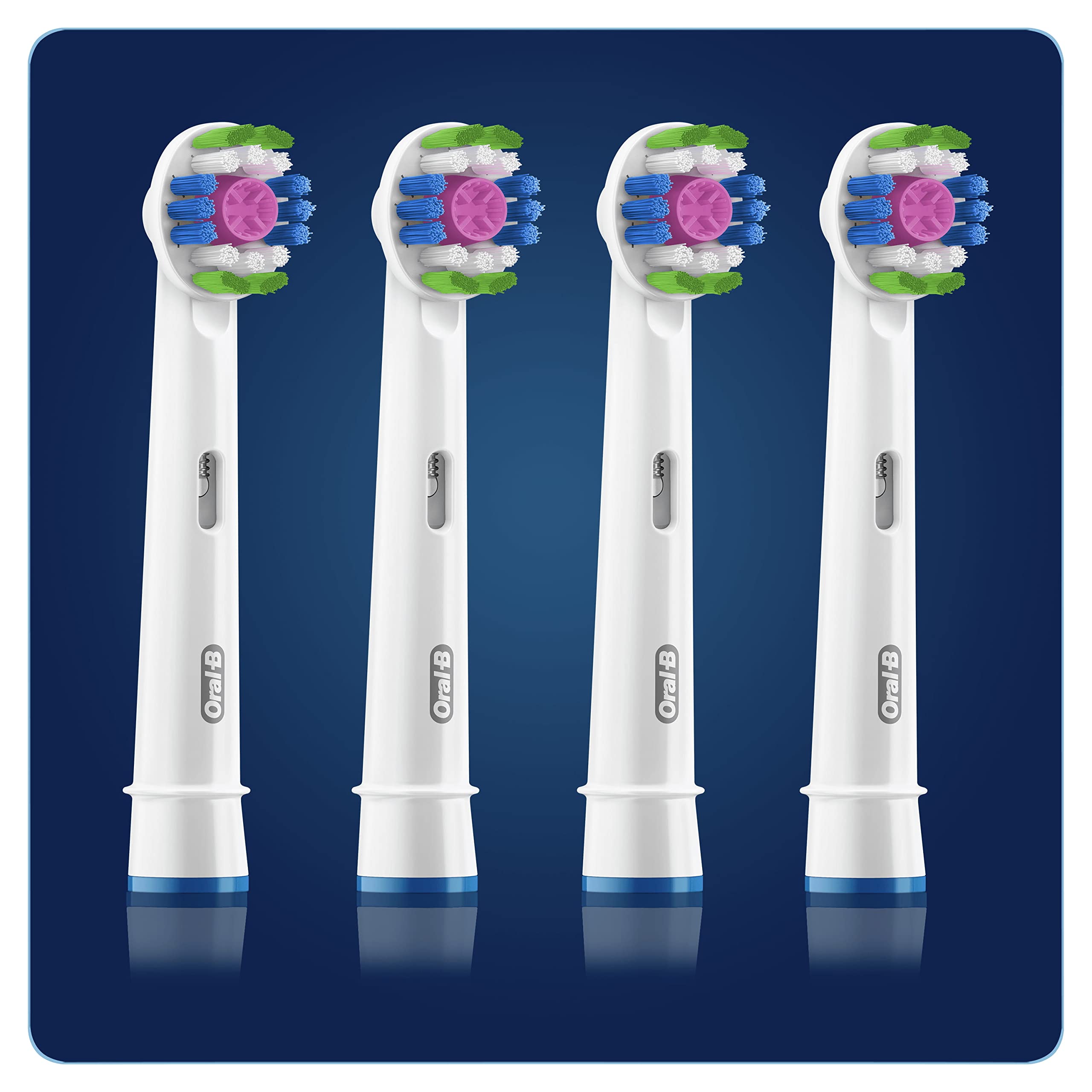 Buy now Oral-B 3D White Electric Toothbrush Head with CleanMaximiser Technology, Angled Bristles for Deeper Plaque Removal, Pack of 4, White at indiglob india