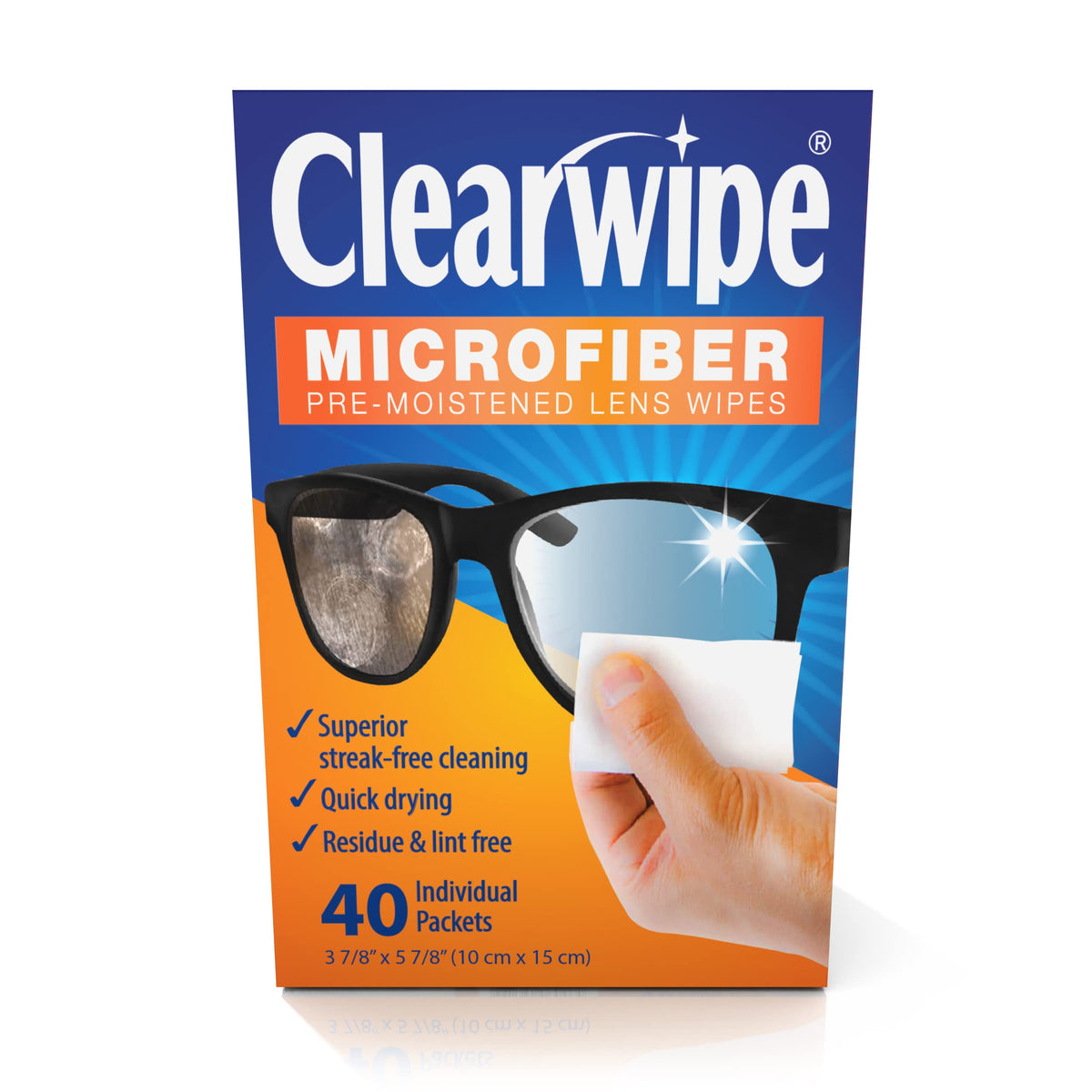 ClearWipe Microfiber Pre-Moistened Lens Wipes, Individual Packets, 40 Count