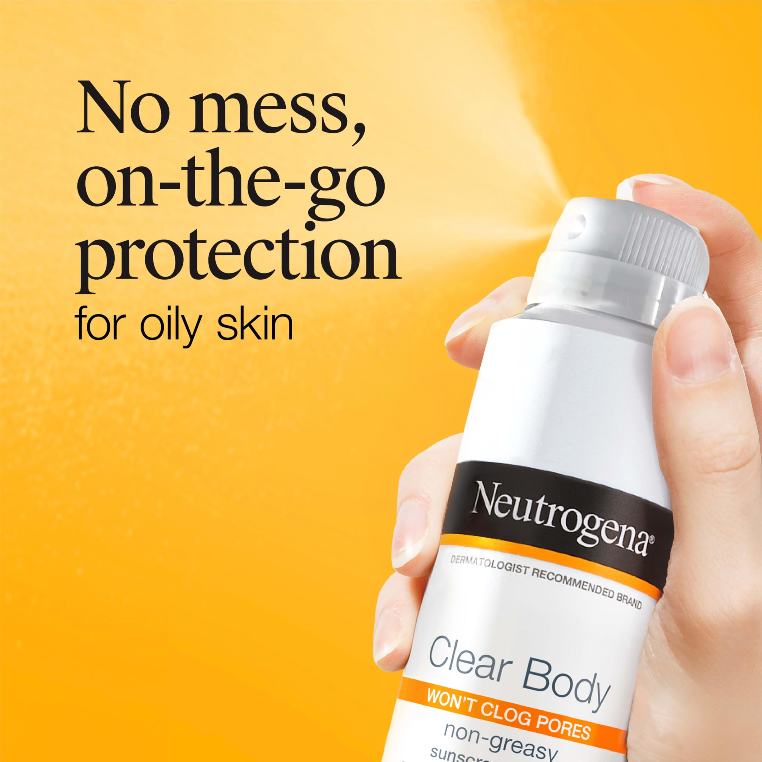 Neutrogena Clear Body Sunscreen Spray SPF 50, 5 oz | Broad Spectrum UVA/UVB Sun Protection, Water-Resistant, Non-Comedogenic, Lightweight Body Sunscreen, Vitamin E & Niacinamide