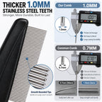 Yumflan 1.0mm Fine Tooth Stainless Steel Dandruff Comb