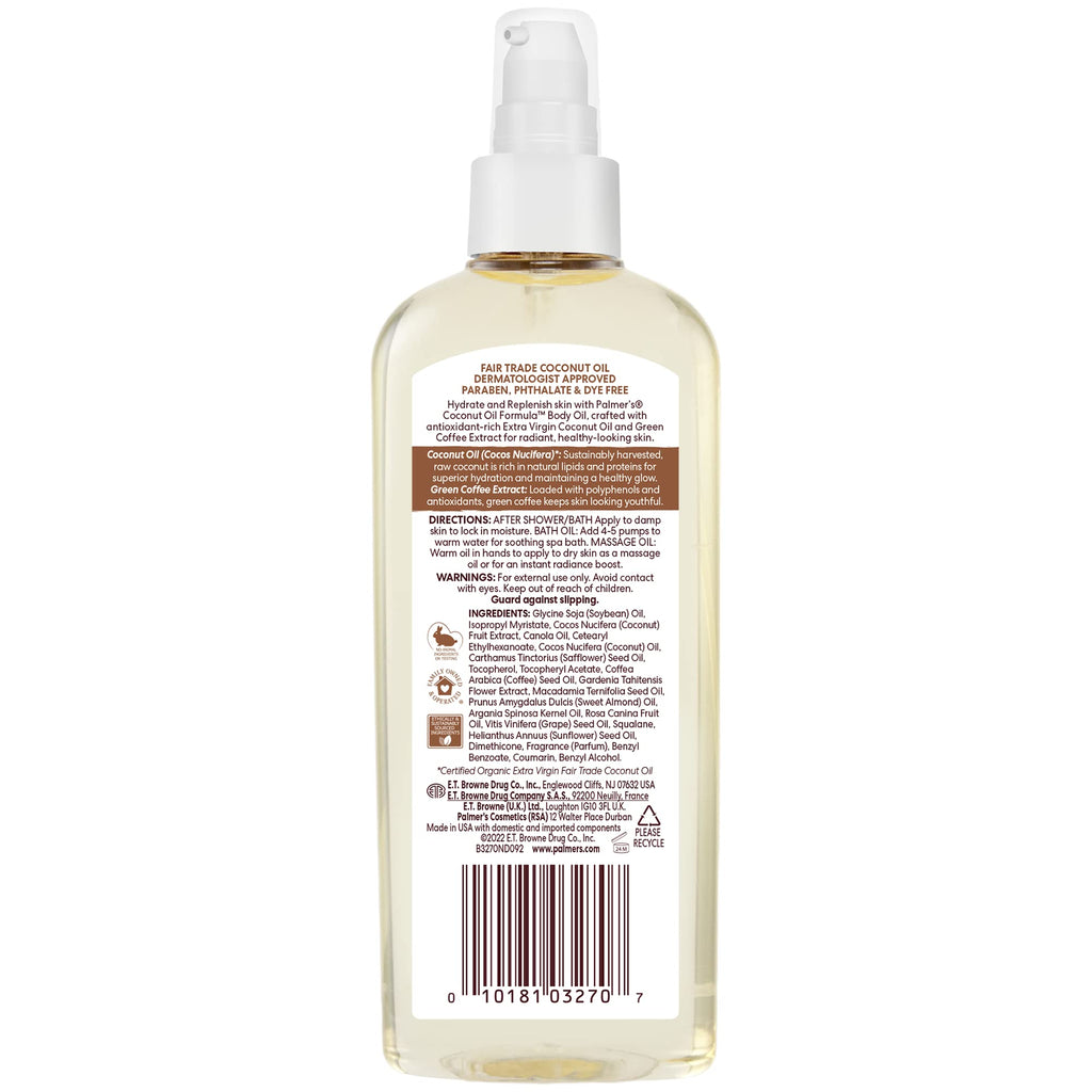 Palmer's Coconut Body Oil Moisturizer Spray for Dry Skin (5.1 Oz) | A hydrating body oil with Green Coffee Extract to replenish dry skin and deliver 48 hour moisture for radiant skin